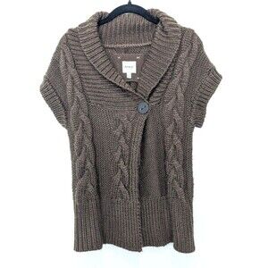 Kenji Handknit Sweater Womens Size S Brown Wool Alpaca Short Sleeve‎ Cable Knit